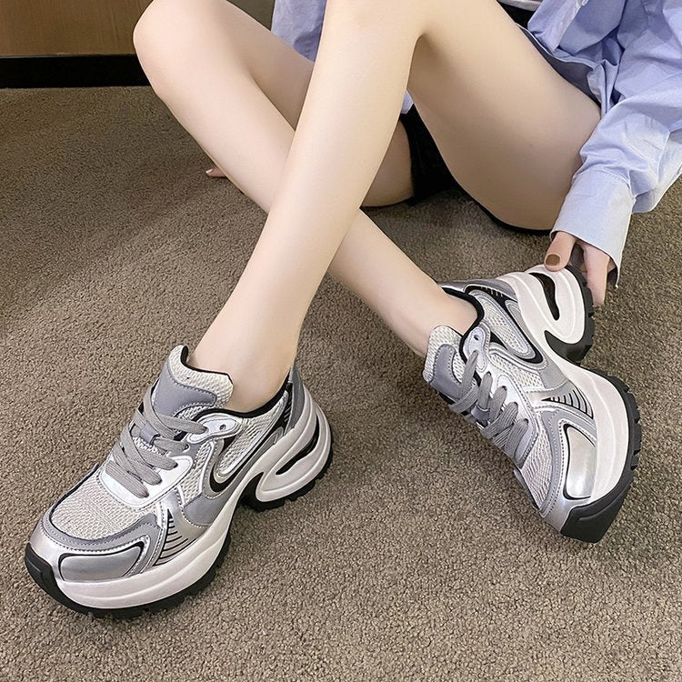 Thick Bottom Leather Clunky Sneakers