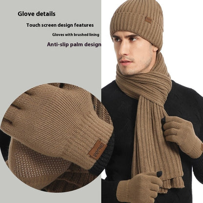 Men's Women's Knitted Wool Hat Scarf Gloves Set