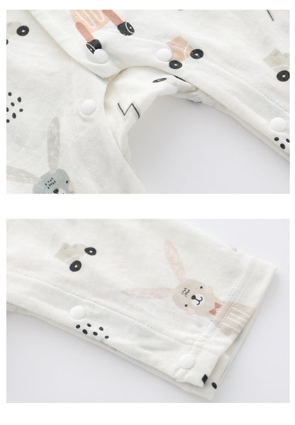 Light And Soft Bamboo Fiber Baby Jumpsuit Floral Animal Cute Print Spring Autumn Newborn Clothes Unisex Long Sleeve Baby Rompers For Boys Girls