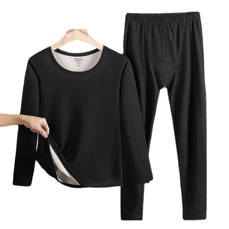 Men's Round Neck Fleece-lined Thermal Long Johns
