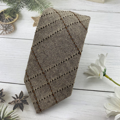 Autumn Winter British Style Knitted Cotton Linen Striped Tie