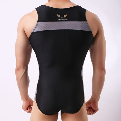 Men's Body Sculpting Nylon Sports Vest Underwear Bodysuit