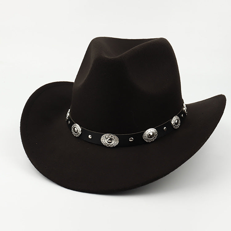 European And American Style Woolen Cowboy Hat Men's Lady Couple Ethnic Style Curling