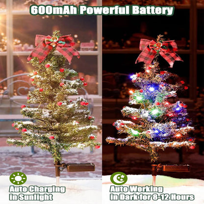 Solar Christmas Tree Yard Stake Pathway Light Decor