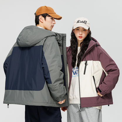 Contrast Color Casual All-matching Down Coat Shell Jacket