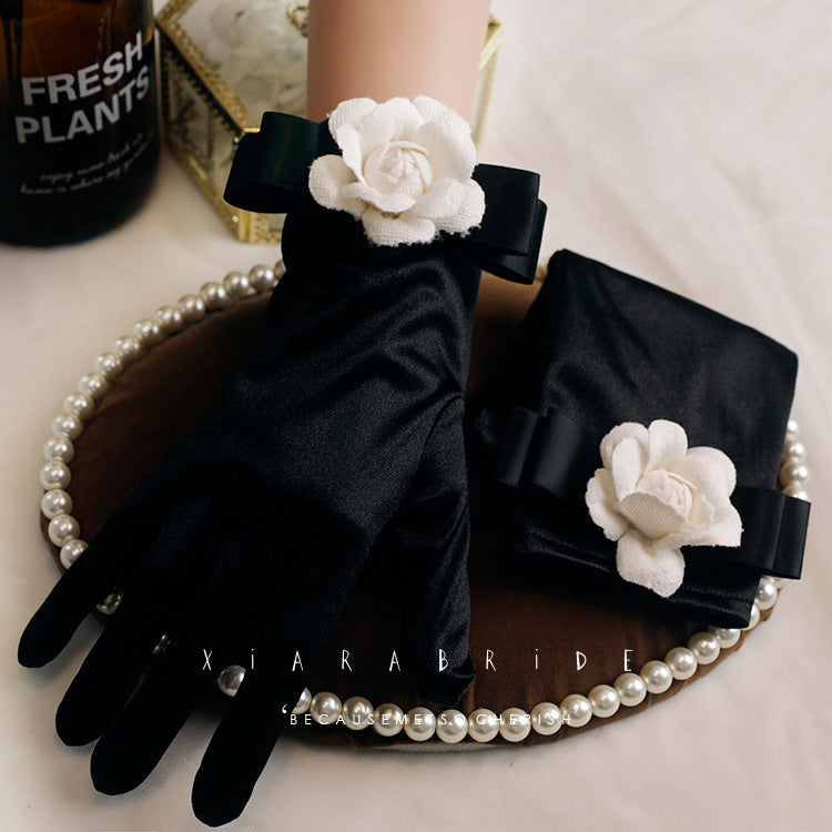 Women's Retro Black Evening Dress Gloves