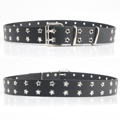 Women's Casual Star Double Row Air Hole Belt