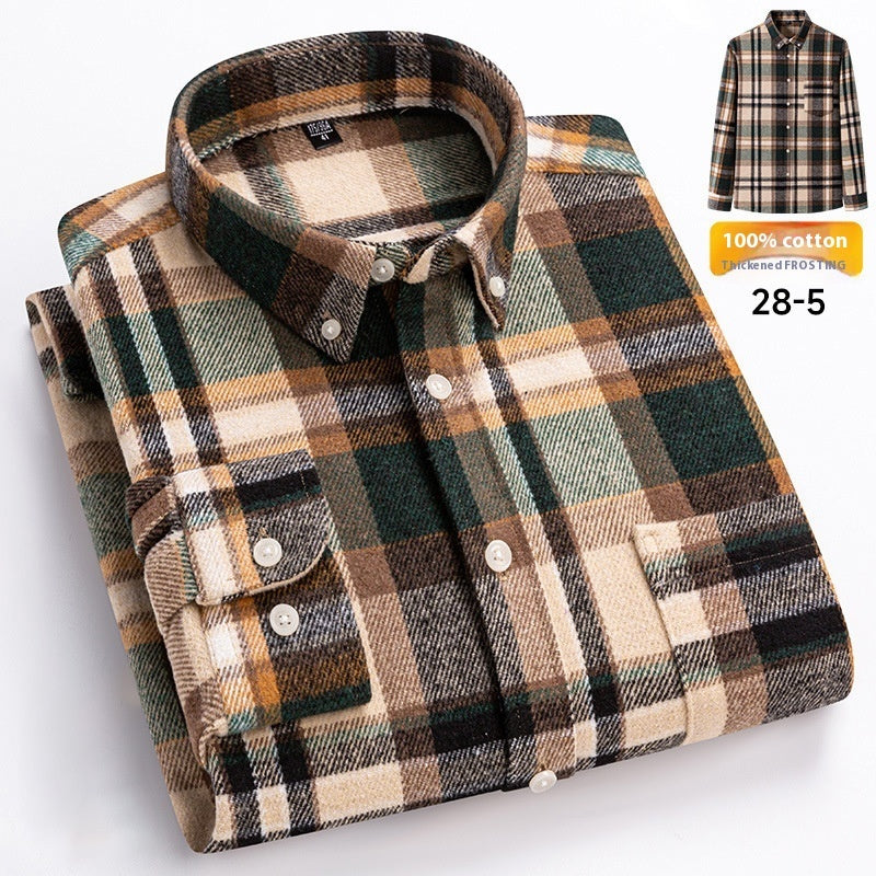 Retro Plaid Long Sleeve Men's Casual Shirt