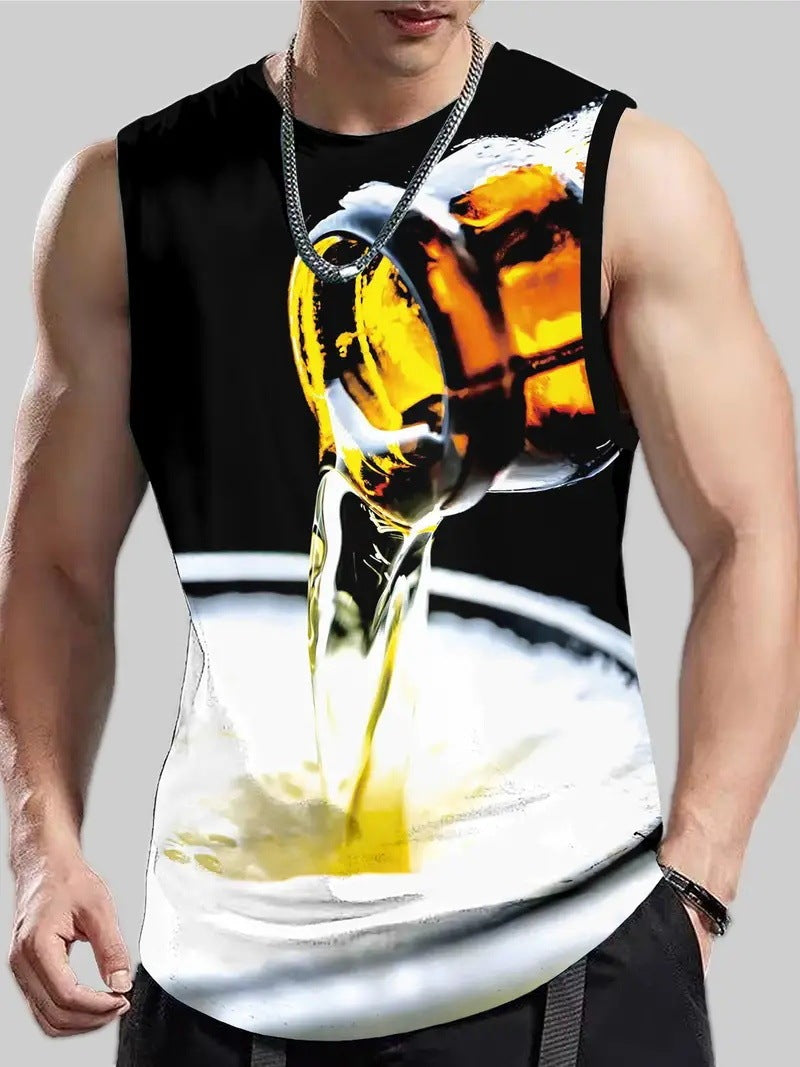 Men's Plus Size Sleeveless 3D Retro Print Vest
