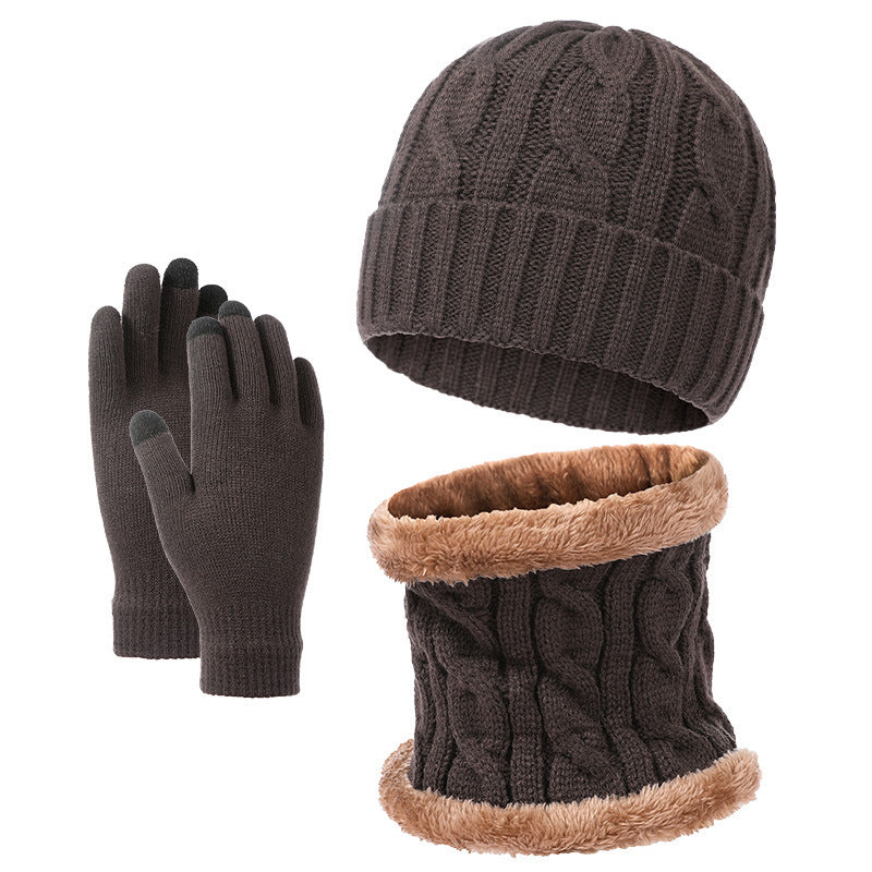 European American Warm Knitted Hat Scarf Gloves