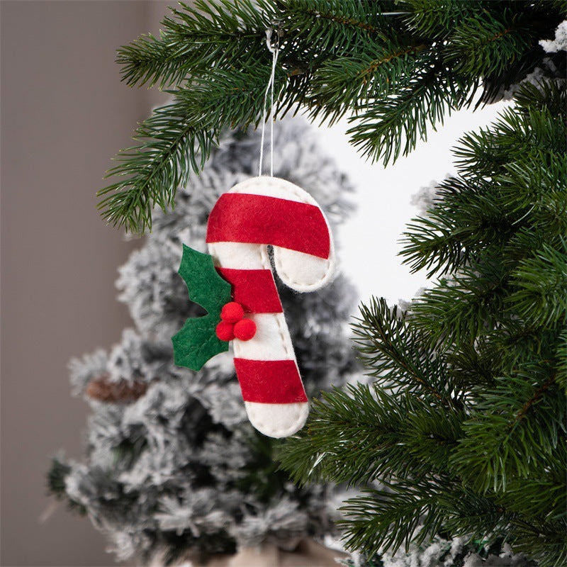 Christmas Crutch Shape Felt Pendant