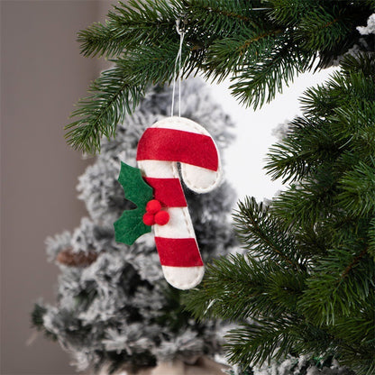 Christmas Crutch Shape Felt Pendant