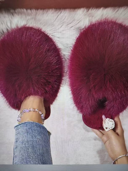 Large Size Solid Color Fluffy Soft Bottom Winter Baotou Home Warm Multi-color Cotton Slippers
