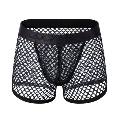 Men's Solid Color Mesh Low Waist Underwear