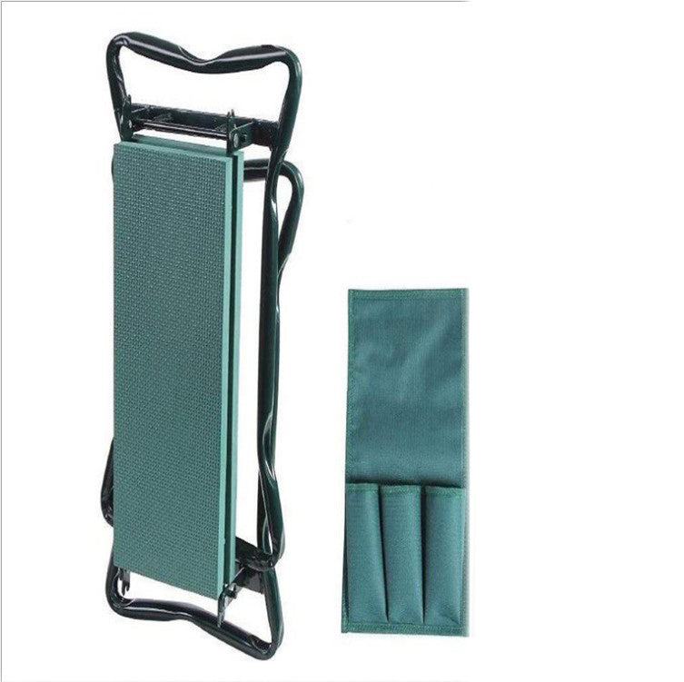 Foldable Garden Bench Chair with Tool Pouch