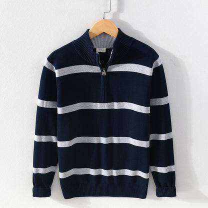 Men's Cotton Wool Turtleneck Half Zipper Sweater