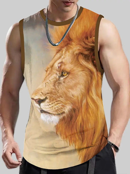 Men's Plus Size Sleeveless 3D Retro Print Vest