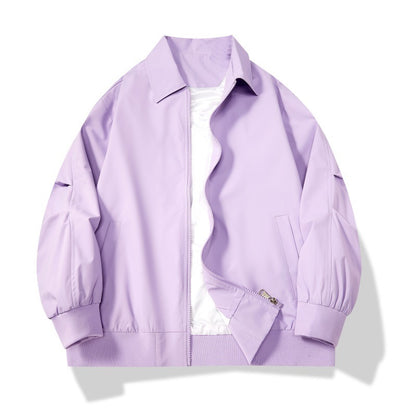 Outdoor Leisure Loose Jacket Teen Trend Japanese Style Workwear Polo Collar Solid Color Coat