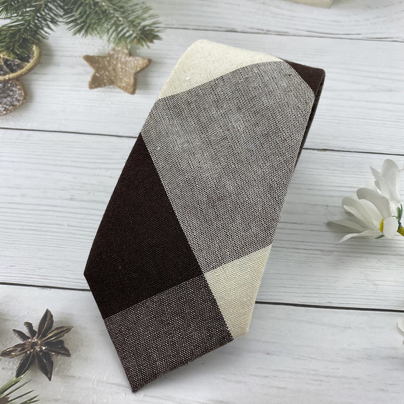 Autumn Winter British Style Knitted Cotton Linen Striped Tie