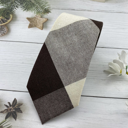 Autumn Winter British Style Knitted Cotton Linen Striped Tie