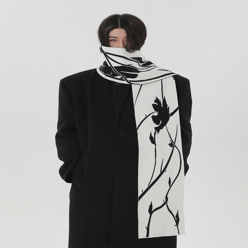 Hand-painted Thorn Rose Winter Angora Couple Scarf
