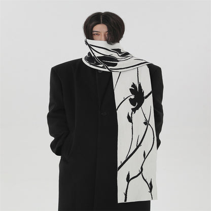 Hand-painted Thorn Rose Winter Angora Couple Scarf