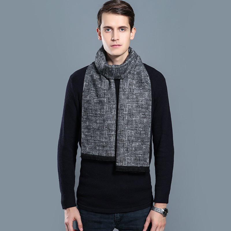 Simple Plaid Artificial Cashmere Warm Scarf