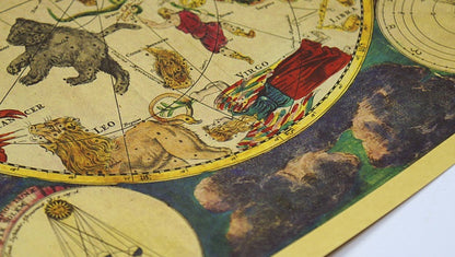 Ancient Constellation Map Zodiac Kraft Paper Art
