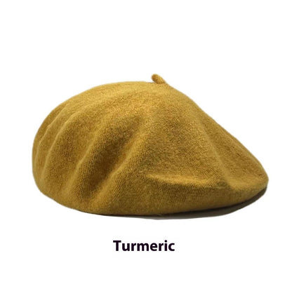 Women's Wool Beret Vintage British Knitted Painter Cap Warm Hat