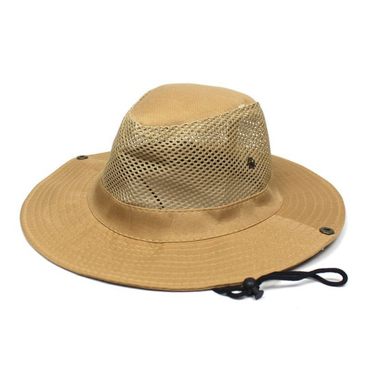 Patchwork Mesh Bucket Hat Sun Protection Foldable