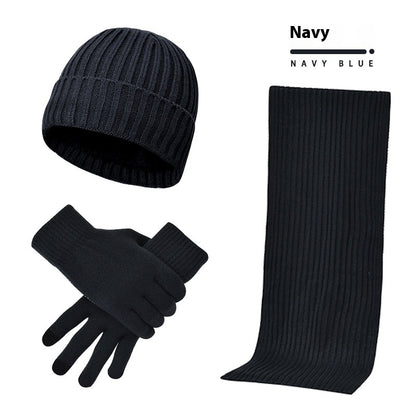 Men's Women's Knitted Wool Hat Scarf Gloves Set