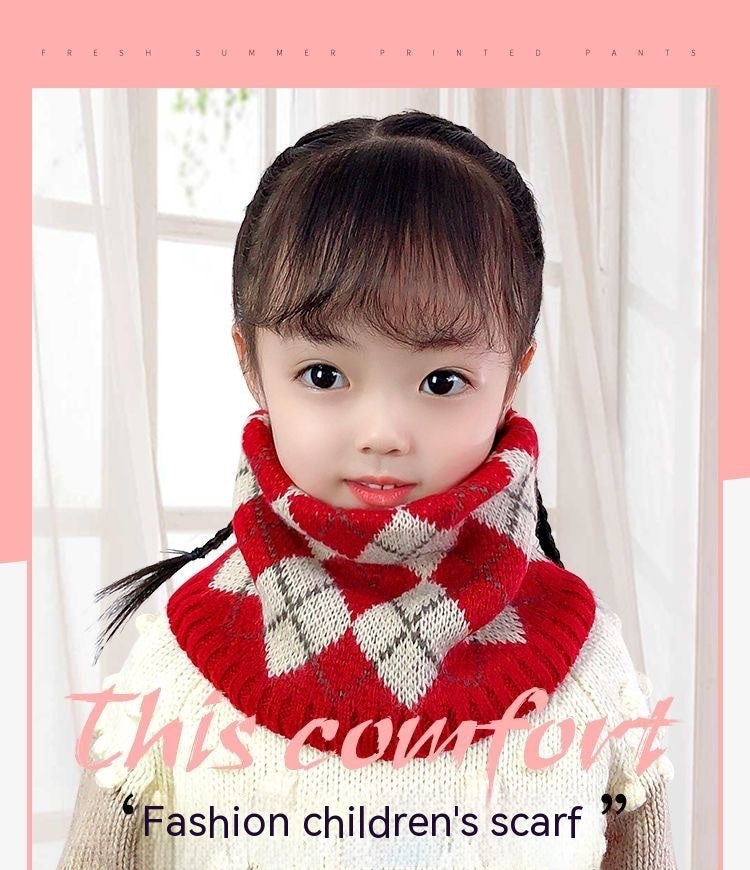 Warm All-matching Plaid Knitted Children's Scarf