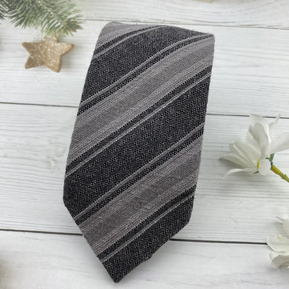 Autumn Winter British Style Knitted Cotton Linen Striped Tie