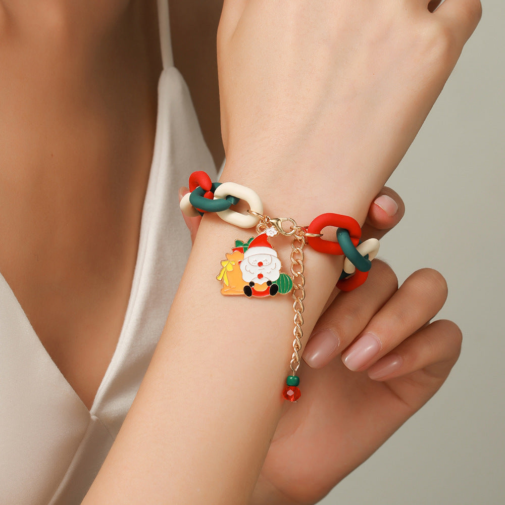 Christmas Bracelet, Santa, Snowflake, Pearl