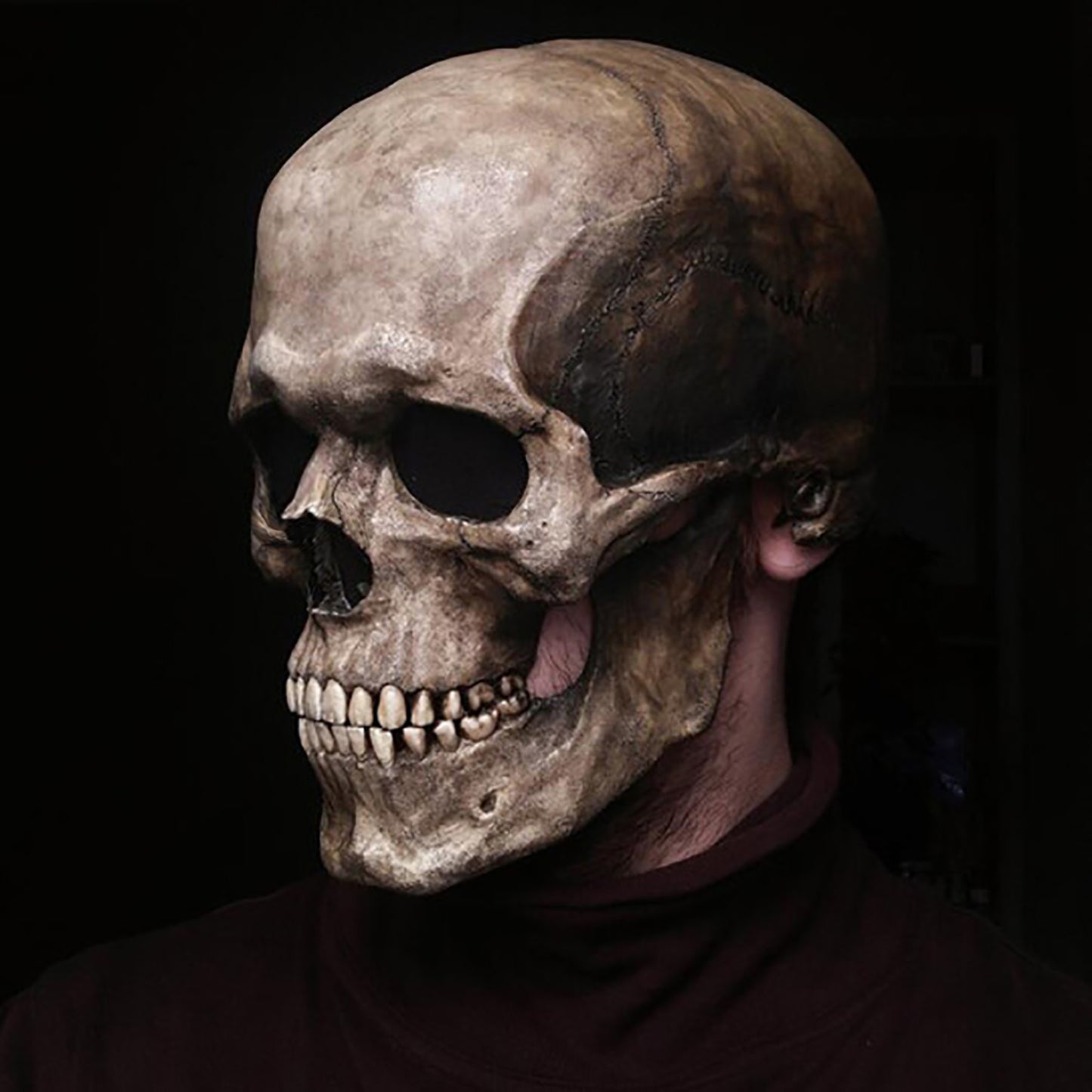 Halloween Movable Mouth Skull Mask Full Head Helmet