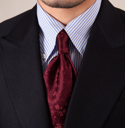 Three-fold Roll Wool Lining Handmade Silk Jacquard Tie