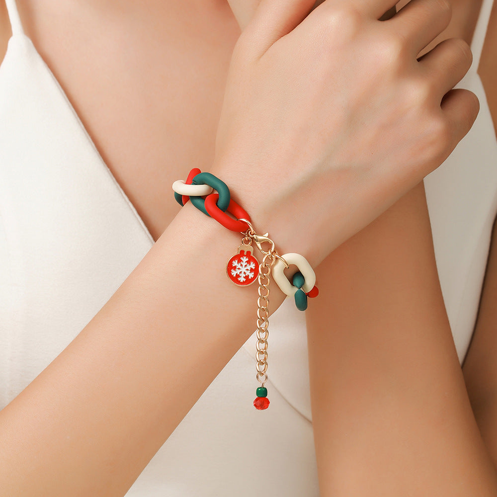 Christmas Bracelet, Santa, Snowflake, Pearl