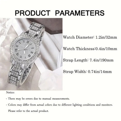 Women's Diamond Roman Quartz Watch Set