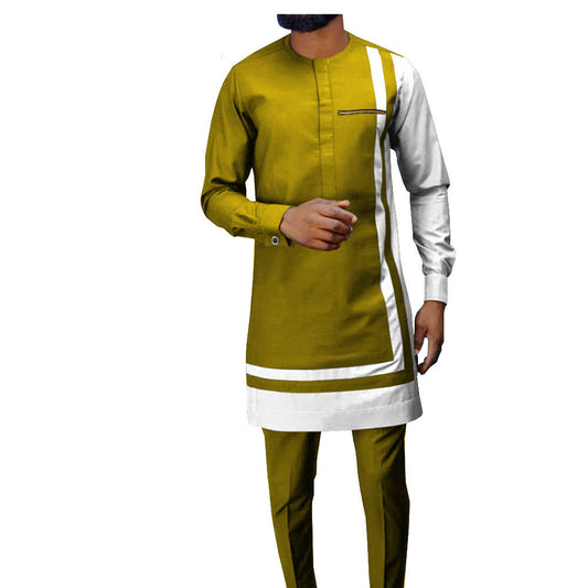 African Ethnic Printing Batik Cotton Men's Suit