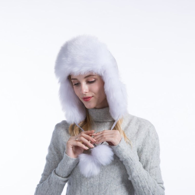 Autumn Winter Ladies Korean Fox Fur Warm Hat