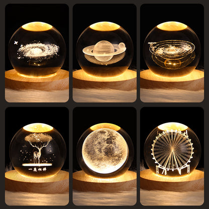 LED Galaxy Crystal Ball 3D Moon Lamp