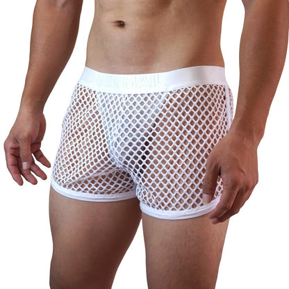 Men's Solid Color Mesh Low Waist Underwear
