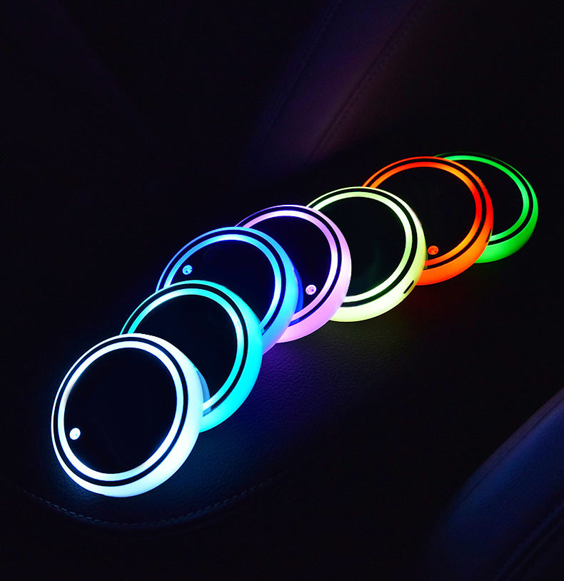 LED Colorful Cup Holder Coaster with Solar & USB Charging