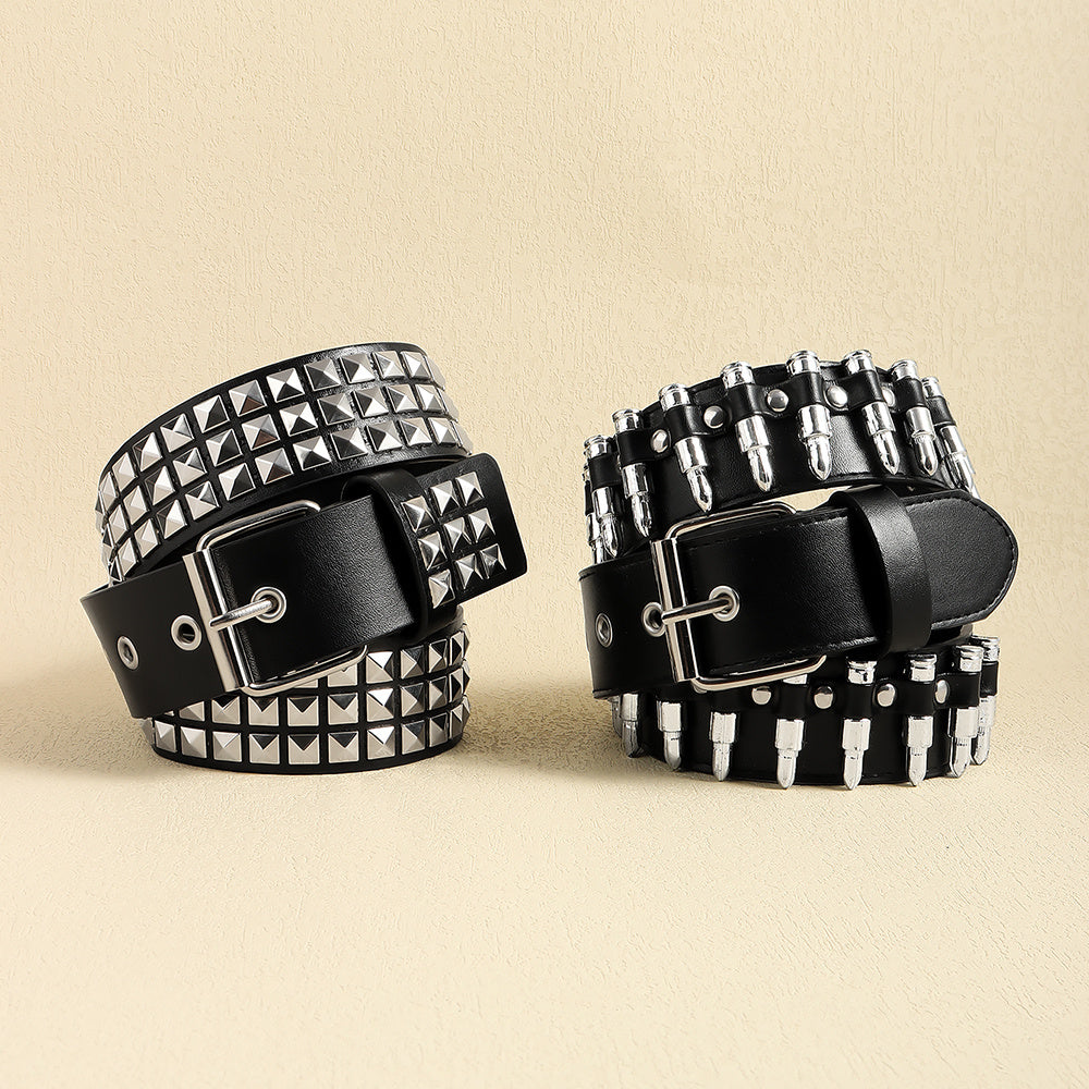 Rivet Belt Punk Bullet Black Belt