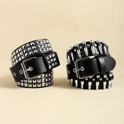 Rivet Belt Punk Bullet Black Belt