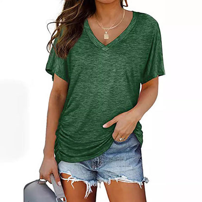 European-American V-Neck Loose Casual T-Shirt