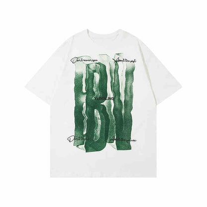 3D Large Letter Print Short Sleeve Cotton T-shirt
