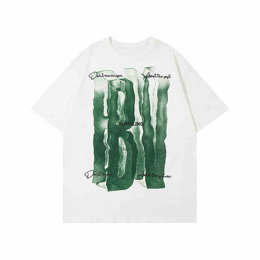 3D Large Letter Print Short Sleeve Cotton T-shirt